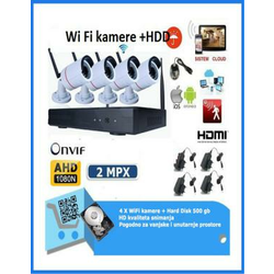 Video nadzor- 4 WiFi kamere AHD+NVR+ 500 GB Hard Disk