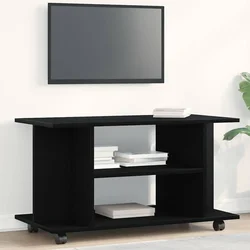 TV ormarić s kotačićima crni hrast 80x40x45 cm inženjerski drvo