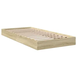 Vidaxl Posteljni okvir brez vzmetnice hrast 75x190 cm inženirski les