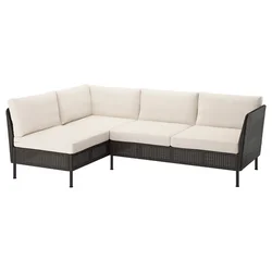 VITTSKÄR Modularna ugaona sofa za 3 osobe, napolju plastični ratan tamnosivi/Frösön/Duvholmen bež