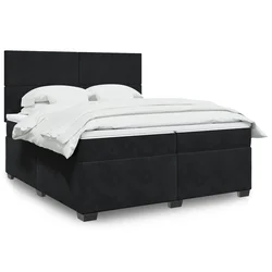 Vidaxl Box spring postelja z vzmetnico črna 200x200 cm žamet