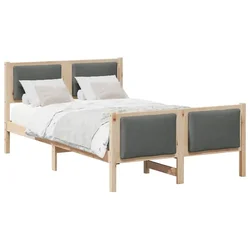 Vidaxl Konstrukcija postelje z vzglavjem Temno siva 120 x 200 cm blago