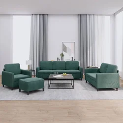 4-dijelni set sofa tamnozeleni baršunasti