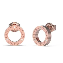 Guess Originalni bronasti uhani Circle Lights JUBE03173JWRGT/U