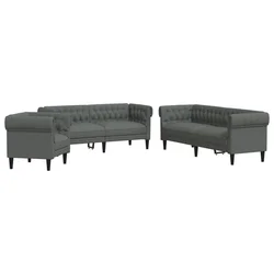 3-dijelni set sofa tamnosivi od tkanine