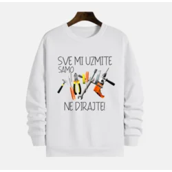 MAFIMI Muški duks Sve mi uzmite samo alat ne dirajte, Beli