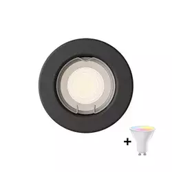 Philips - LED RGBW prigušiva ugradna svetiljka PERIDOT 1xGU10/6W/230V crna + daljinski upravljač