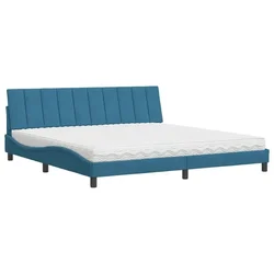 Vidaxl Postelja z vzmetnico Hanko modra 200x200 cm žamet