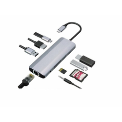 GEMBIRD CM-COMBO9-03 USB Type-C 9-in-1 multi-port adapter USB USB-C+HUB+HDMI+PD+card rea