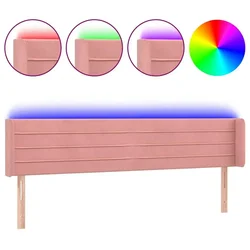 Vidaxl LED posteljno vzglavje roza 203x16x78/88 cm žamet