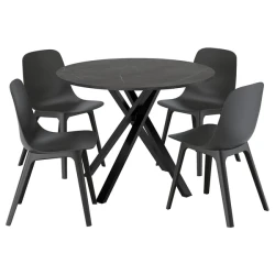 MARIEDAMM / ODGER Sto i 4 stolice, crna im. mermera/boja antracita, 105 cm