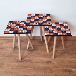 Hanah Home Set klub stočića 3Shp16, 3 komada, Šarena