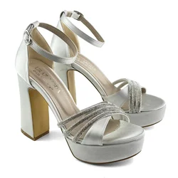 Mona shoes Ženske sandale na štiklu, Srebrne