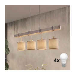 Brilagi - LED luster na sajli NUBILA 4xE27/60W/230V siva/smeđa