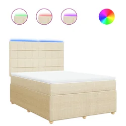 vidaXL vidaXL Box spring postelja z vzmetnico krem 140x190 cm blago, (21310979)