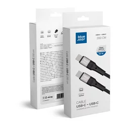 USB C na USB C kabel Blue Star 3A 60W PD QC4.0 pleteni 2m TFK-DC-004 crni