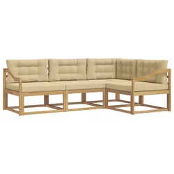 Set vanjskih sofa s jastukom 3 pcs Bijela i bež Poliester