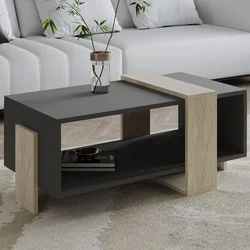 HANAH HOME Sto za dnevnu sobu Meleni Travertine Anthracite