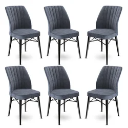 Hanah Home Set 6 trpezarijskih stolica Flex Sivo-Crni