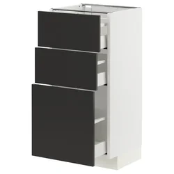 METOD / MAXIMERA Podni element s 3 fioke, bela/Nickebo boja antracita, mat, 40x37 cm