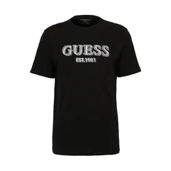 GUESS Majica dimno modra/svetlo siva/črna/bela
