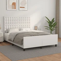 Okvir za krevet s uzglavljem bijeli 140x190 cm od umjetne kože