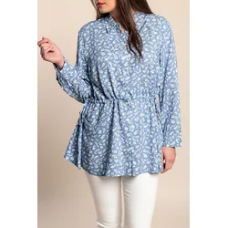 Plus size bluza iz viskoze, modra