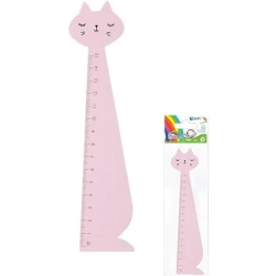 Fiorello Škola Drveni Lenjir Maca - Roze 15cm - 2049