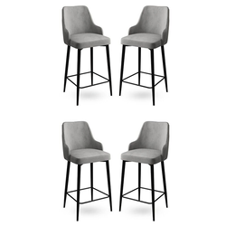 Hanah Home Set barskih stolica Enox, 4 komada, Sivo-crni