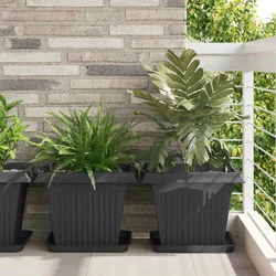 Saksije za biljke 6 pcs Crna 43 x 43 x 33,5 cm Plastika