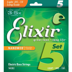 Elixir 14202 Electric Bass NANOWEB Light/Medium Long Scale 45-130 žice za 5-žičanu bas gitaru