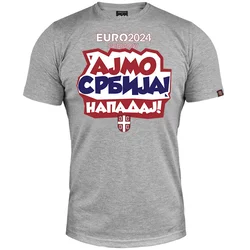 011Shop Muška majica kratkih rukava, Ajmo Srbija napadaj! EP 2024, Svetlosiva