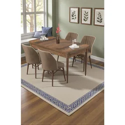 Hanah Home trpezarijski set Radde, sto i 4 stolice, ploča u dekoru drveta Baroque, braon tkanina Babyface
