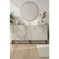 Hanah Home komoda Zeynep 180, 180 cm, bela / travertin