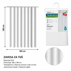KMT Zavesa za tuš, EVA, 180x180 cm,Bela