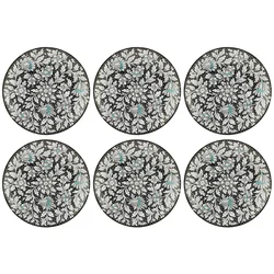 Casa Padrino luxury ceramic plates set of 6 black/multicolored A 40 cm - Handmade & hand painted dinner plates with floral design - Hotel & restaurant accessories - Made in Italy