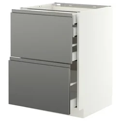 METOD / MAXIMERA Pod.orm.2front/2dnj/1srd/1vis.fiok, bela/Voxtorp im. nerđajućeg čelika, 60x60 cm
