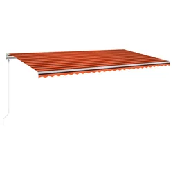 Vidaxl Avtomatska tenda LED + senzor 600x300 cm oranžno/rjava