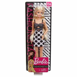 Barbie Mattel Barbie lutka - Modna #215 Roza top s potiskom z zvezdami, črne ravne lase (HRH13), (21381960)