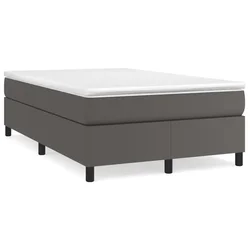Vidaxl Box spring postelja z vzmetnico siva 120x200 cm umetno usnje
