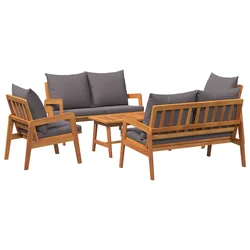 Bistro set s jastukom 5 pcs Smeđa Čvrsto drvo akacije