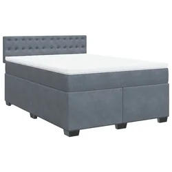 Vidaxl Box spring postelja z vzmetnico temno siva 160x200 cm žamet