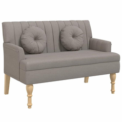 Klupa s jastucima smeđesiva 113 x 64,5 x 75,5 cm od tkanine