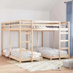 Trokatni krevet Prirodna 80 / 200 x 200 cm Čvrsto borovo drvo