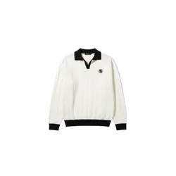 Kleidermafia Pulover Oversized Embroidered Polo Sweater - Ecru ecru