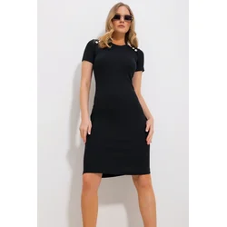 Trend Alacati Stili Ženska haljina ALC-X11832, Mini, Crna