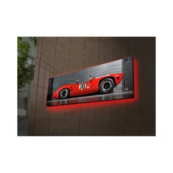 WALLXPERT Dekorativna slika na platnu sa LED osvetljenjem RED CAR