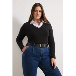 Trendyol Curve Ženska bluza Tbbaw25Af00012, Crna