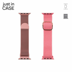 JUST IN CASE 2u1 Narukvica 38-41mm pink MILANESE + pink tekstil