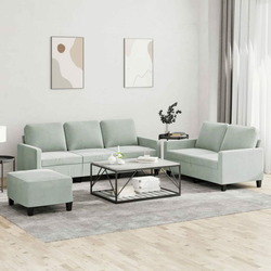 3-dijelni set sofa s jastucima svjetlosivi baršunasti